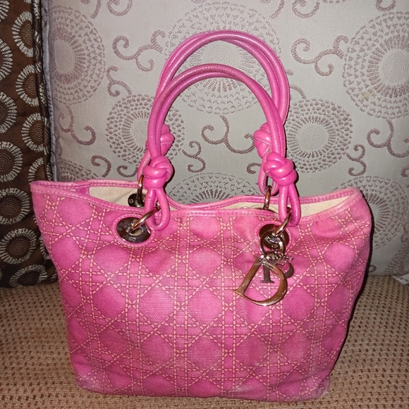 Dior Handbags - Christian Dior Lady Rare Pink Canvas And Leather Bag